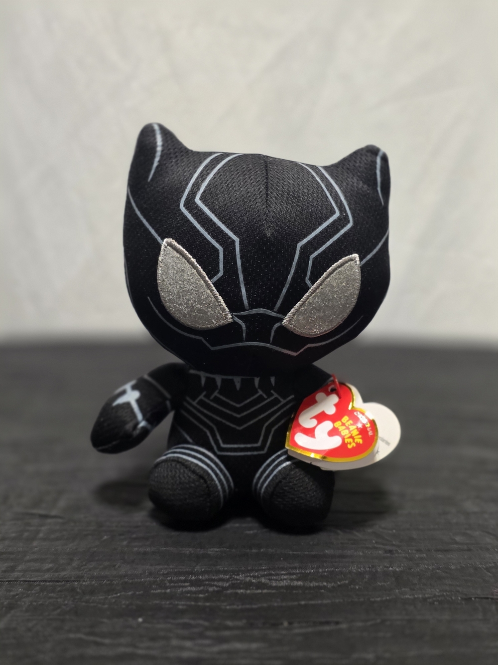 NWT Ty Beanie Baby "Black Panther" Plush 6" - Black with Silver Accents